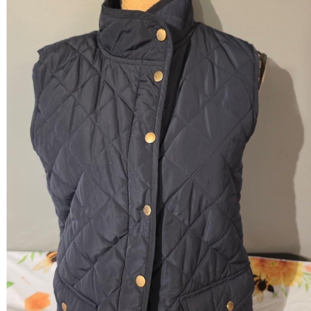 Cambridge Dry Goods Navy Blue Quilted Vest Gold Snaps Large NWT